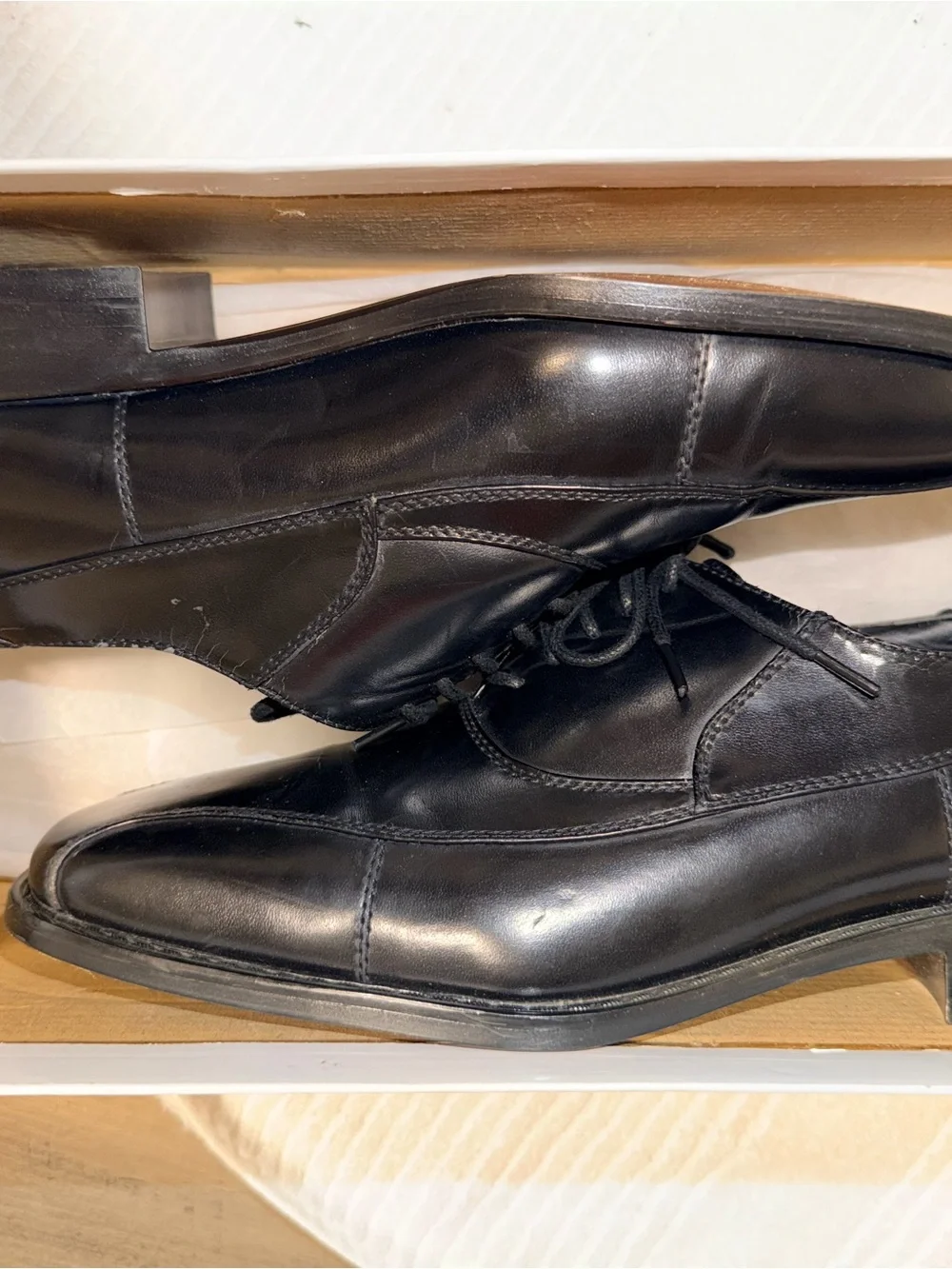 Hugo Vitelli Men’s Black Leather Square Toe Dress Shoes Size 8.5